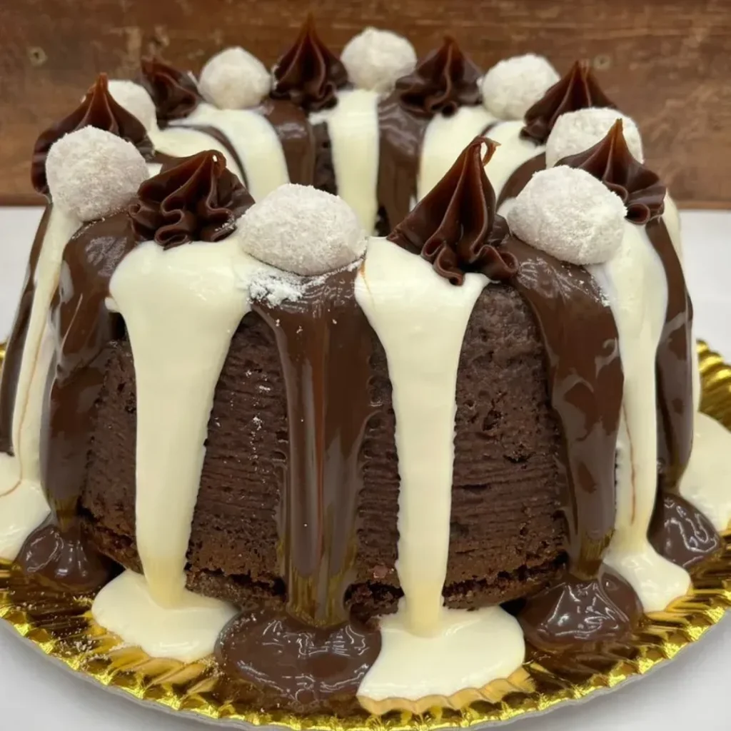 Bolo vulcao de chocolate com calda escorrendo
