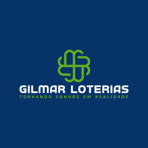 Gilmar Loterias, logotipo sobre fundo azul