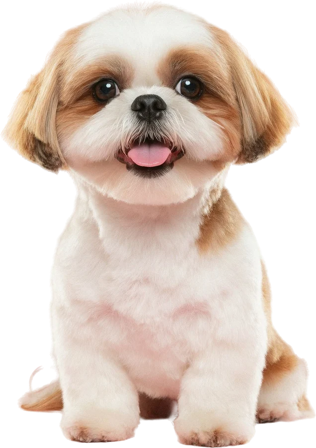 Cachorro shih tzu com a pelagem saudável e brilhante