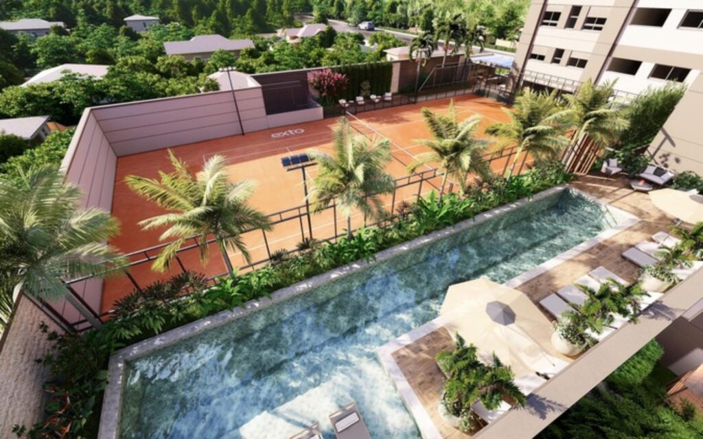 Piscina externa com raia de 20 metros do Palm Collection Pacaembu