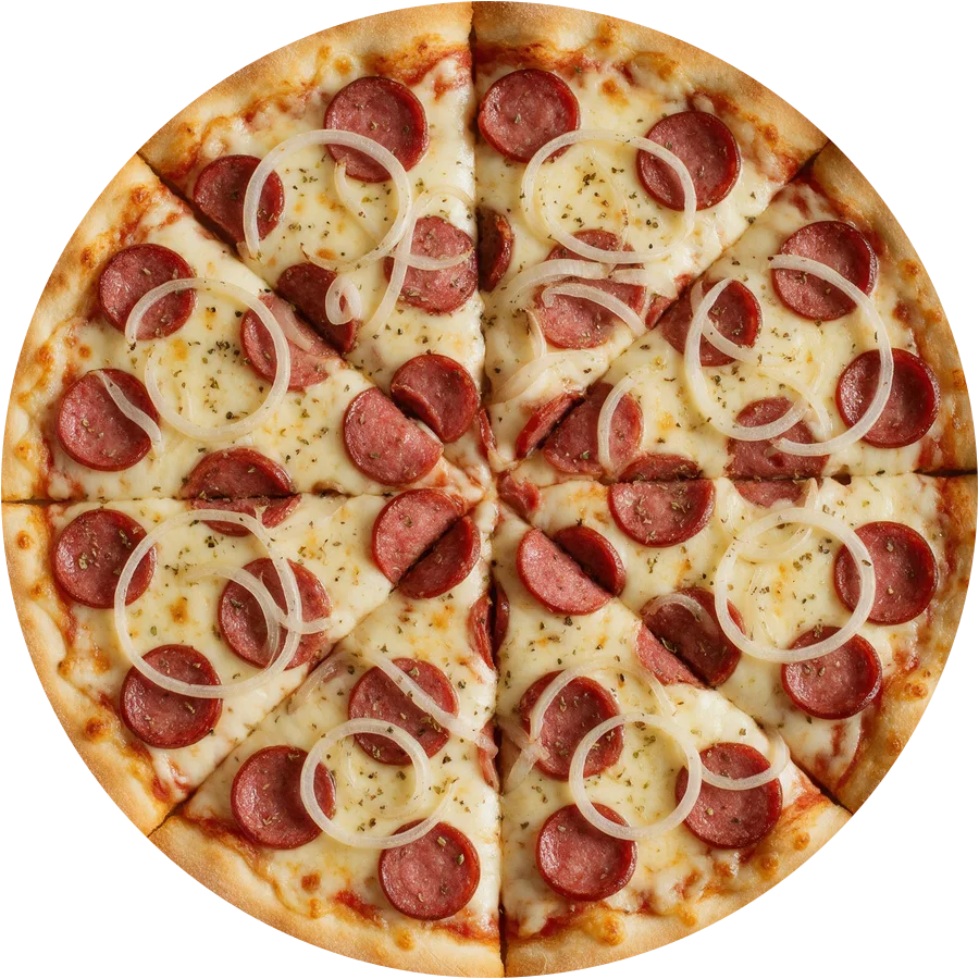 Pizza de calabresa vista de cima