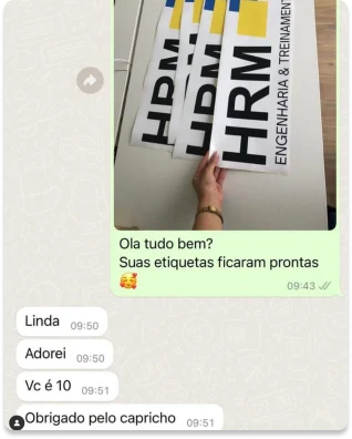 Mensagem de cliente no WhatsApp mostrando as etiquetas recebidas